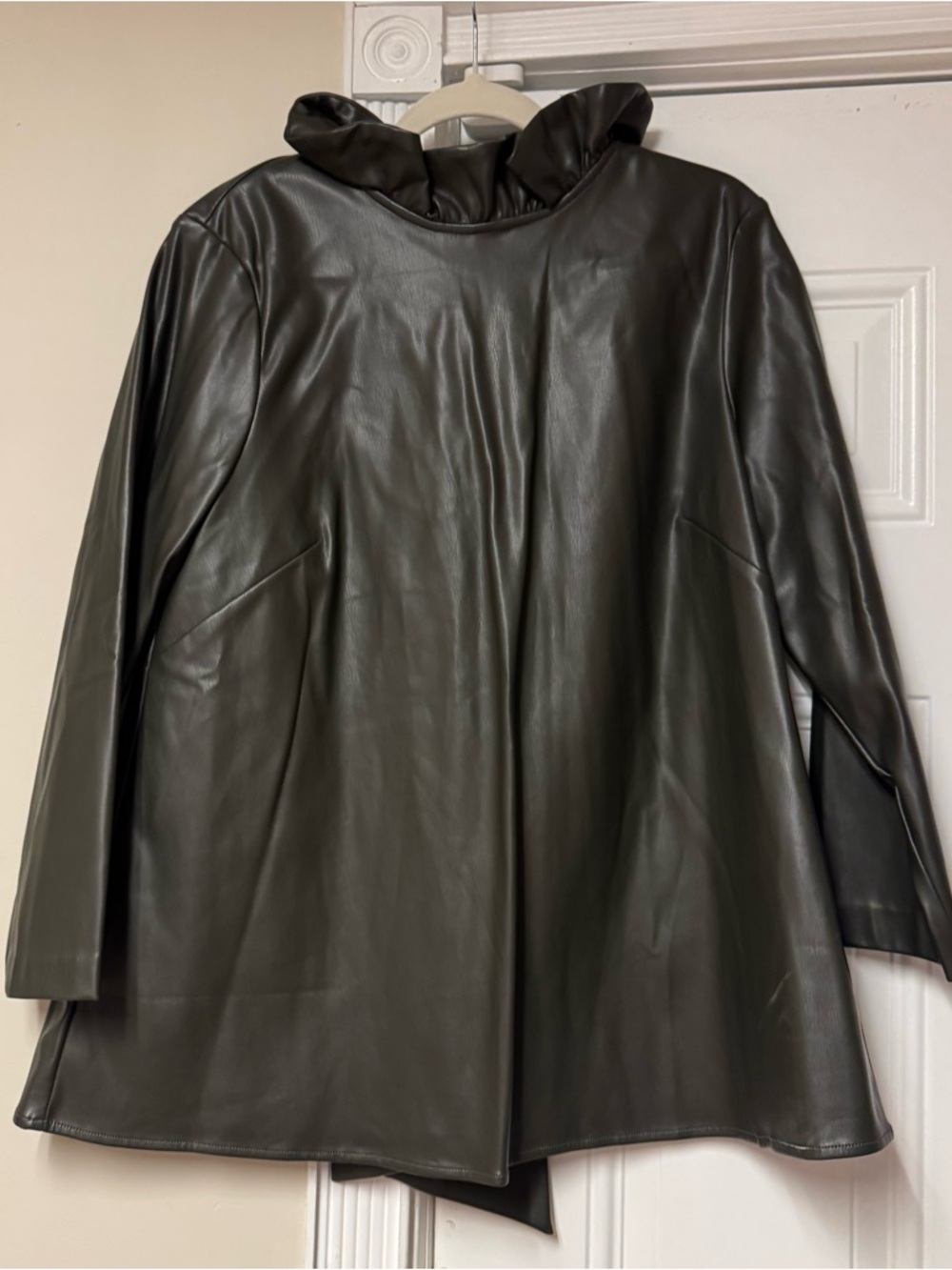 Tuckernuck Faux Leather Blouse in Dark Olive
